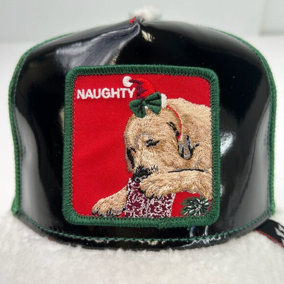 The Farm Hat Men Snap Back Naughty Spell Out List Dog Santa Fluffy Hype Core Cap - Picture 3 of 16